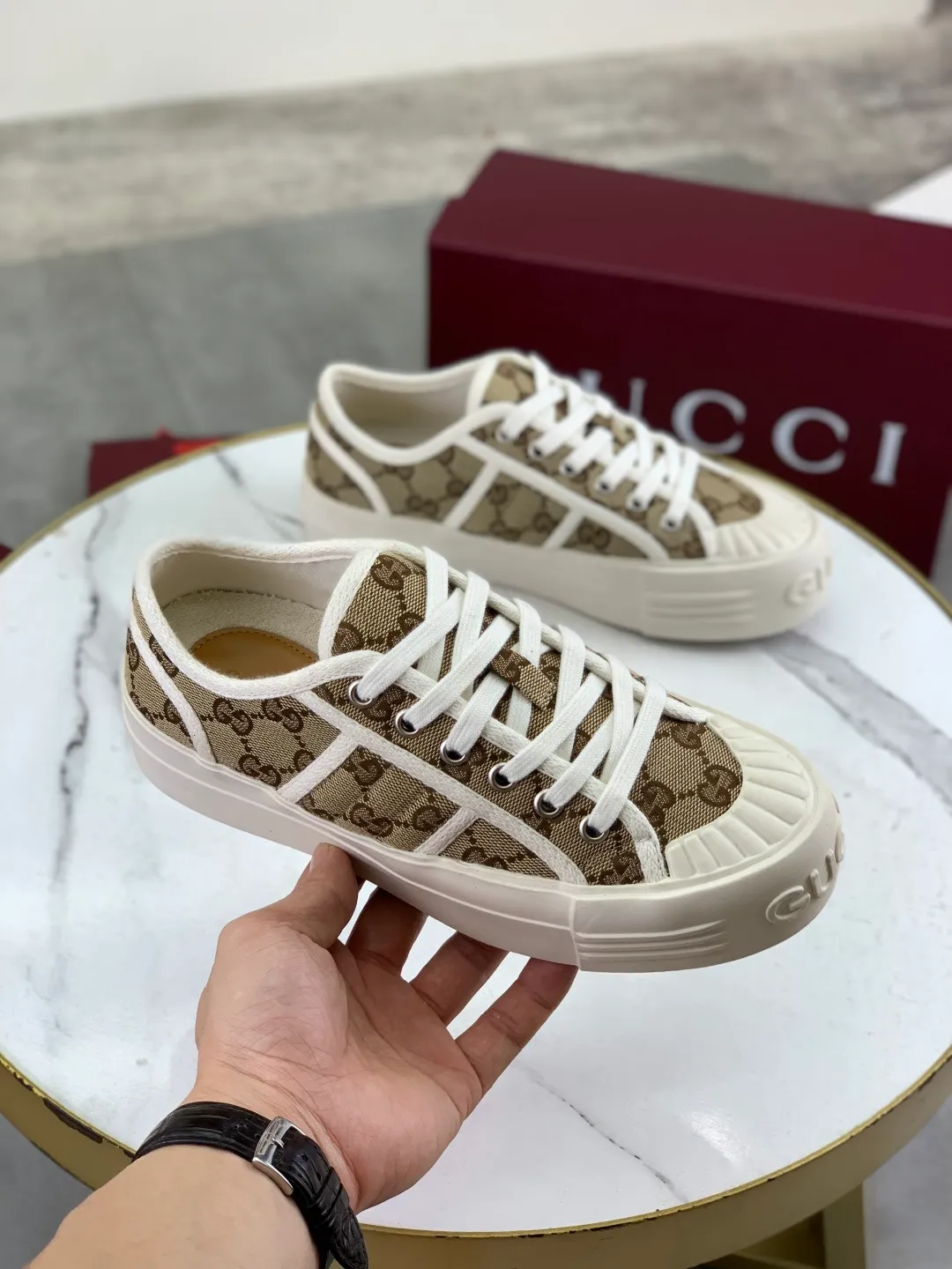 Men's shoes 💰P480 New Gucci thick-soled cloth shoes for women, high-quality version with logo patterned cloth surface, 5mm thick sole, ultra-light shoes, versatile and comfortable.  Fabric: Versatile floral fabric Lining: Versatile canvas Feet: Towel fabric Code number: 35-41 (41 customized) Packaging: Original packaging